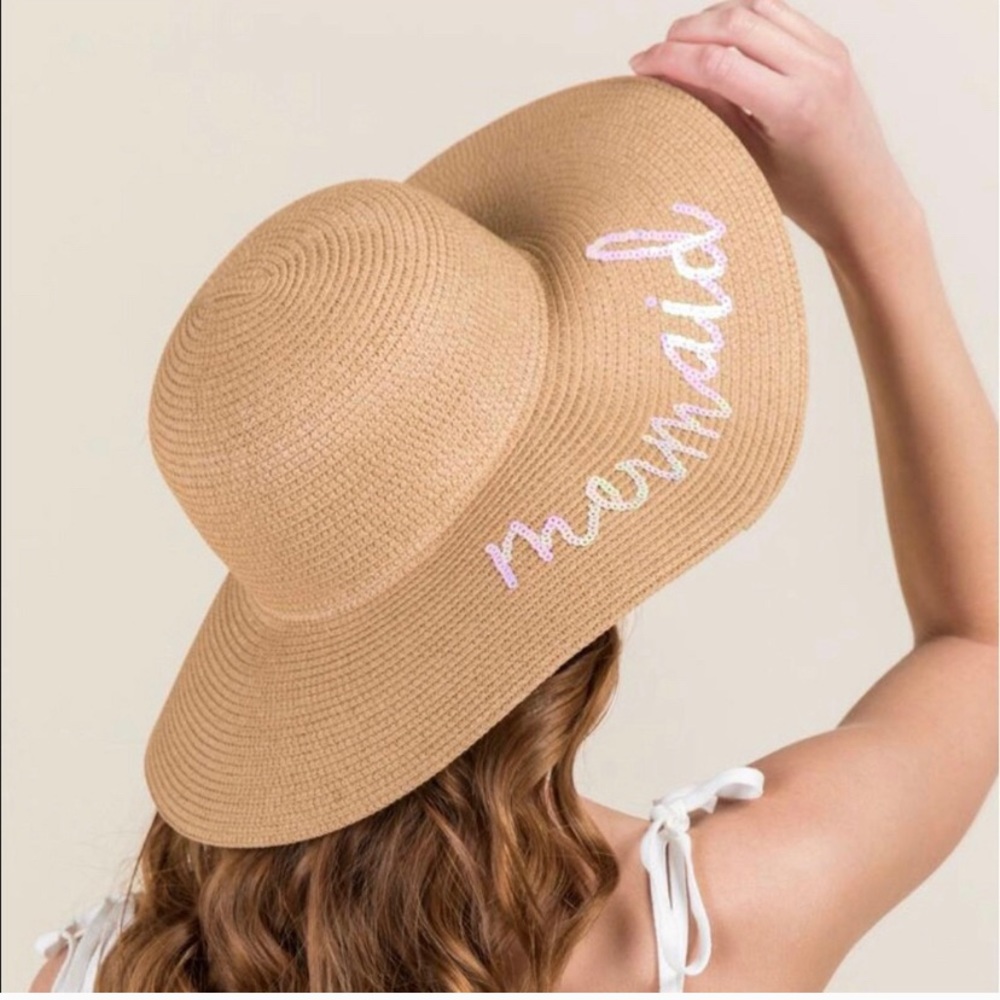 NWT floppy beach hat mermaid sequins